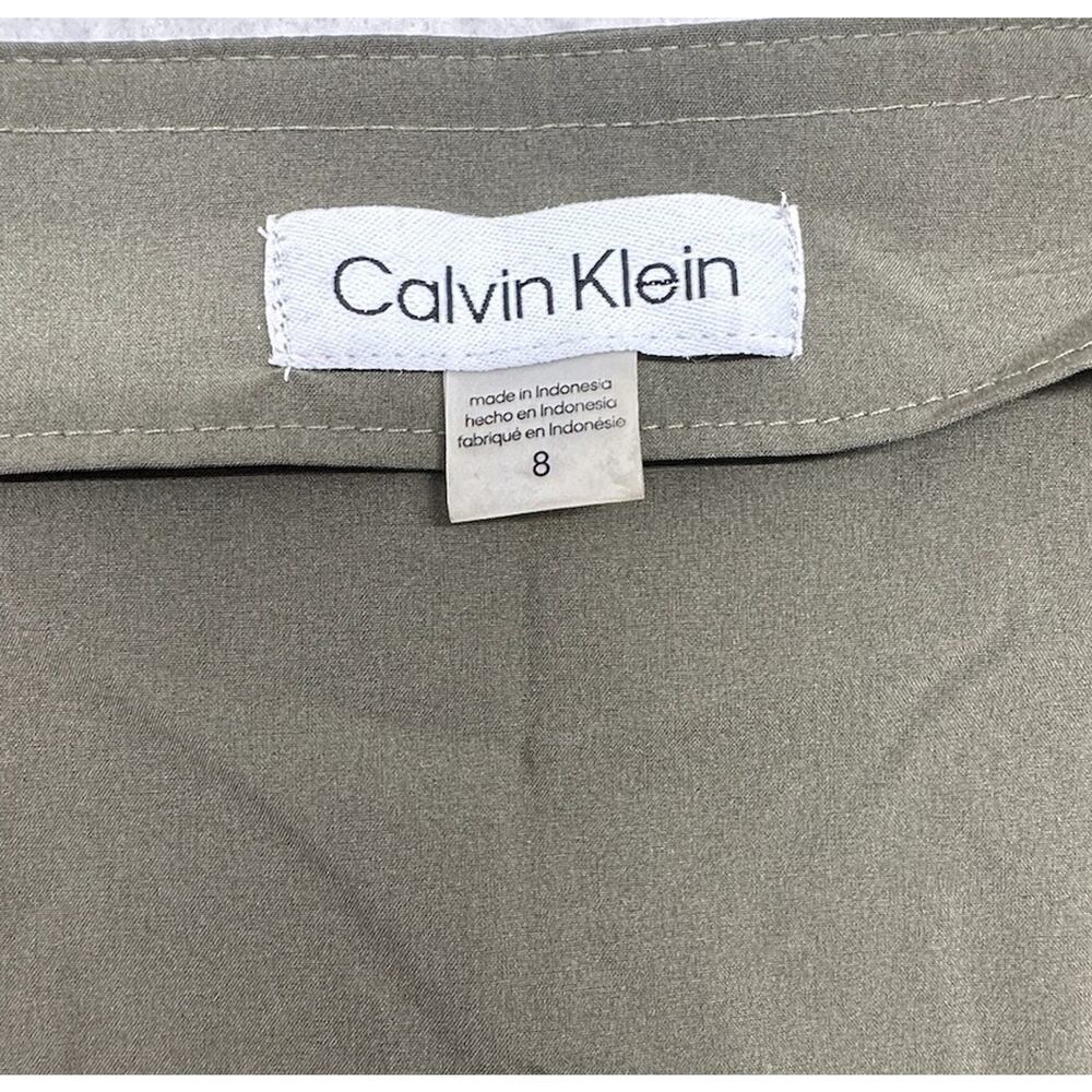 Calvin Klein Womens Size 8 Dress CK Logo Tie Army Green - Picture 2 of 8